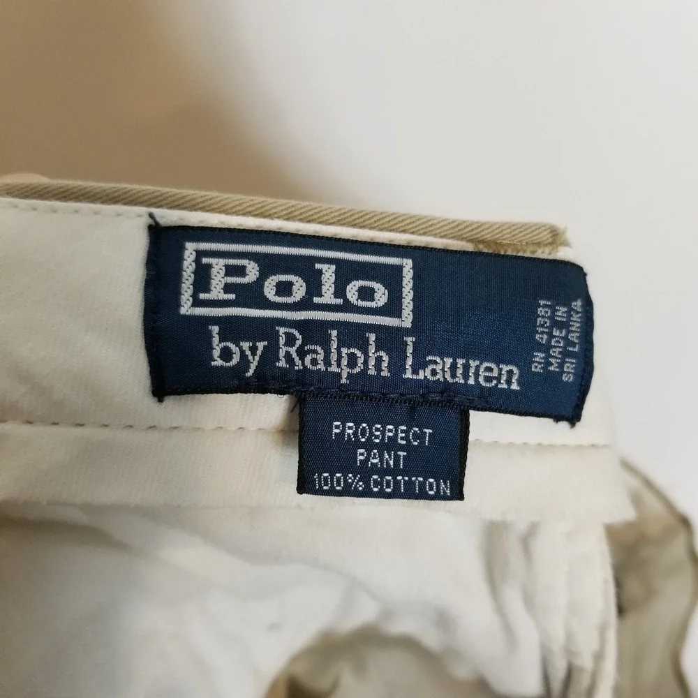 VTG Polo Ralph Lauren Men Cotton Chino Pants Sz 34‎ x 30 Khaki Classic Preppy - Picture 5 of 6